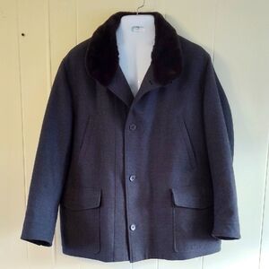 Loro Piana Men's Gray Jacket with Faux Fur Collar